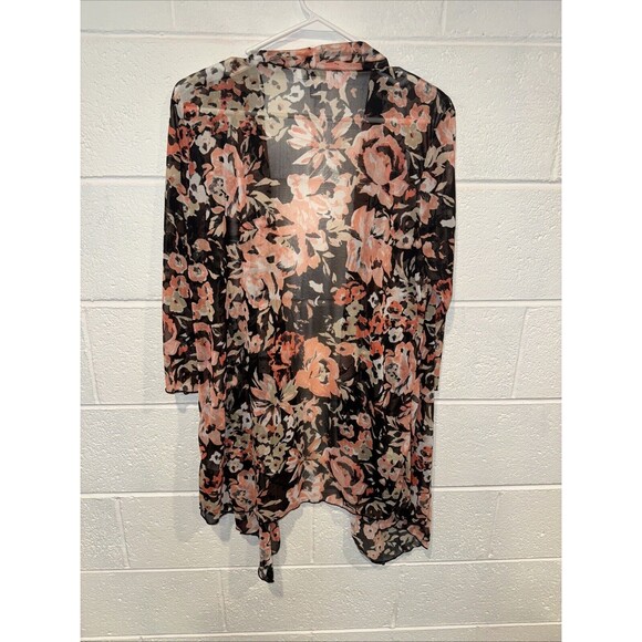 Susan Graver Kimono Cardigan Bundle (3) Floral Chiffon Cardigan Large - Picture 7 of 9
